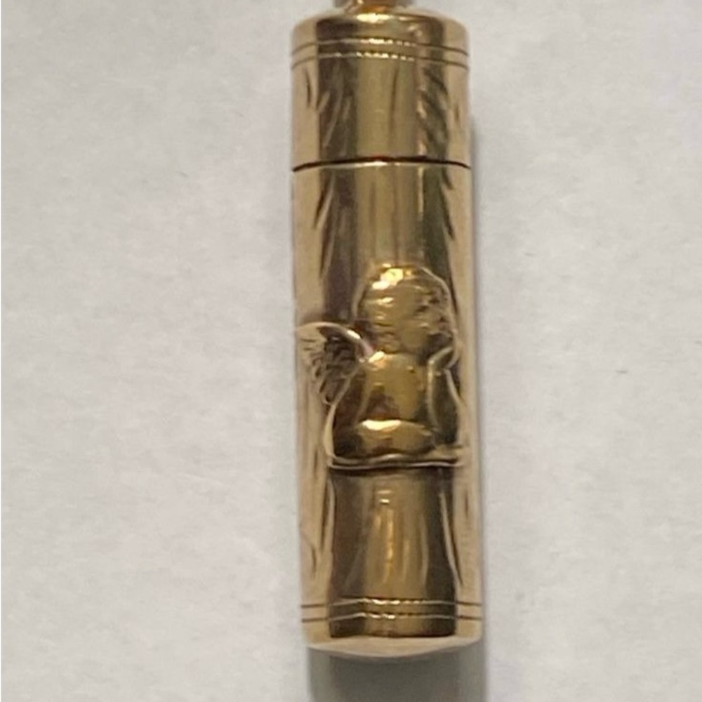 Vintage Sterling Gold Vermeil Angel Raphael Prayer Capsule Pendant